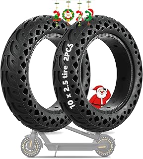 Felixstory (2PCS)10 Inches Solid Tire Honeycomb Tires 10x2.5 for Segway Ninebot Max G30, Rubber Plosion-Proof Tyre scooter non-slip non-pneumatic Tire Replacement Wheel Accessories