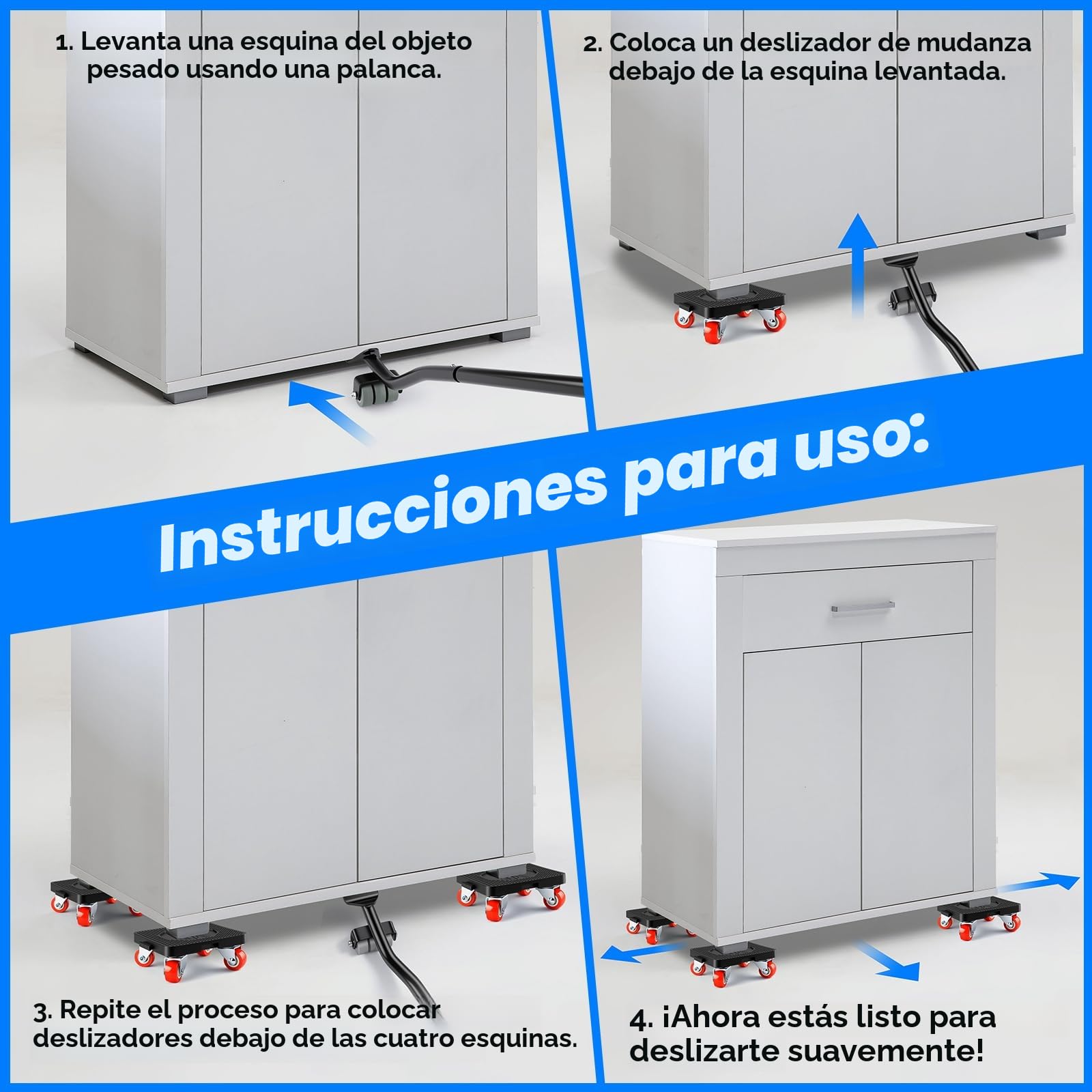 Ruedas para Muebles con Ruedas, Transportador de Muebles 360°Ruedas Giratorias Capacidad de Carga de 800KG Elevador de Muebles para Sofá Lavadora y guardarropas frigoríficos Piano