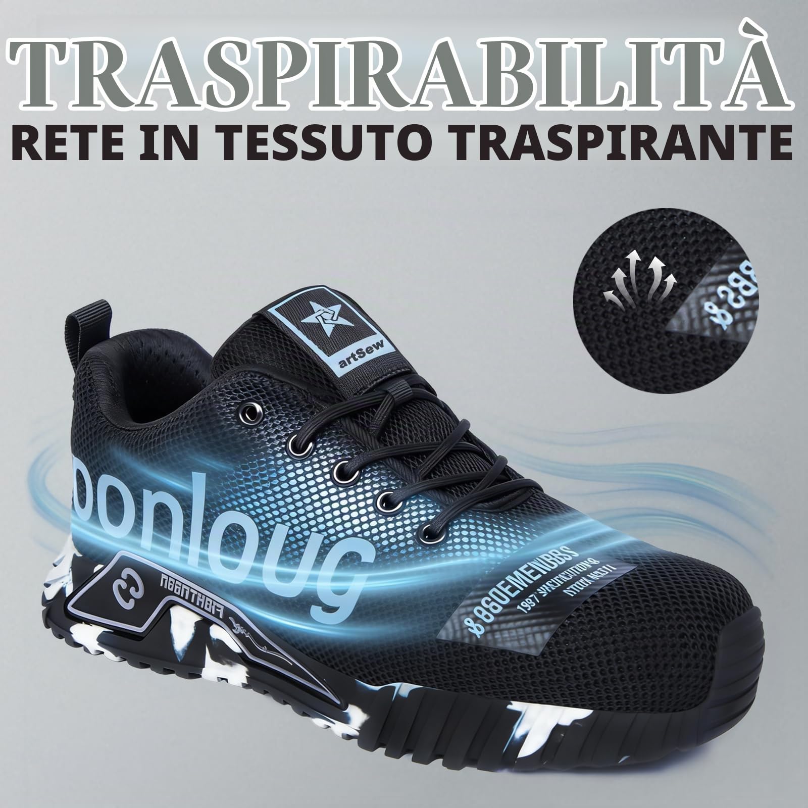 Scarpe Antinfortunistiche Uomo Donna - Punta in Acciaio, Protezione Antiforatura, Scarpe da Lavoro Leggere Comfortevoli Antiscivolo, per Cantieri Industria E Trasporti