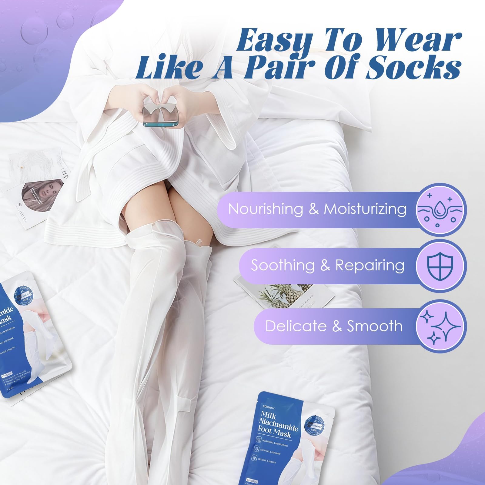 3 Pares Foot Peel Mask Exfoliante e Hidratante para Pies, Calcetines de Cuidado con Leche, ayuda a eliminar piel muerta, para pies secos, ásperos y talones agrietados, para mujeres y hombres — view 6
