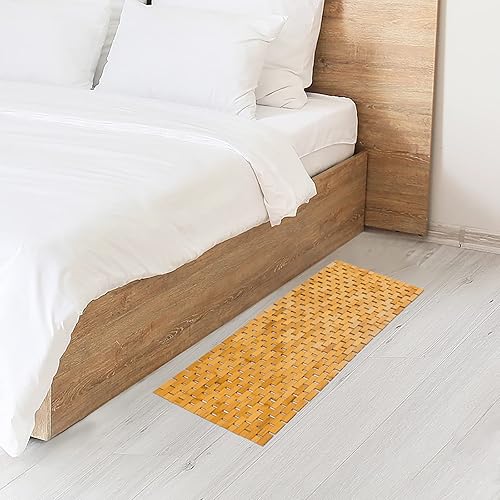 Miniatura 5 de Alfombra de baño de Bambo, alfombra larga y grande, impermeable, antideslizante, accesorios de 16 x 48 pulgadas, fácil de limpiar, natural, 1 unidad