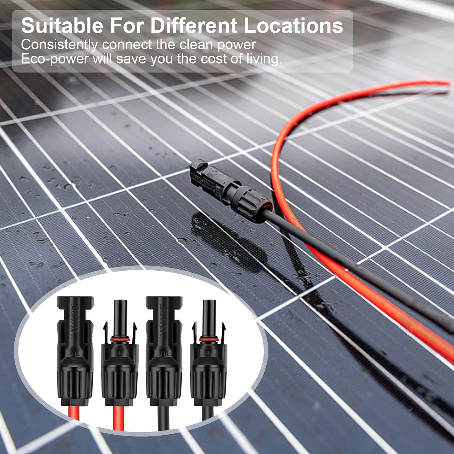 20FT 12AWG Solar Panel Extension Cable with Female and Male Connectors, Solar Extension Cable for Solar Panels, Charge Controllers and Solar Generators (12AWG, 20FT)