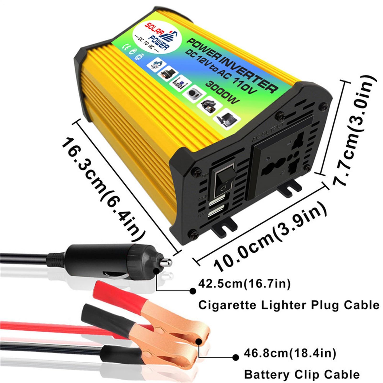 Kit iniziale per pannello solare: controller e inverter inclusi | Kit completo di energia solare per la casa con inverter solare da 3000 W e porte USB di ricarica rapida per casa o camera