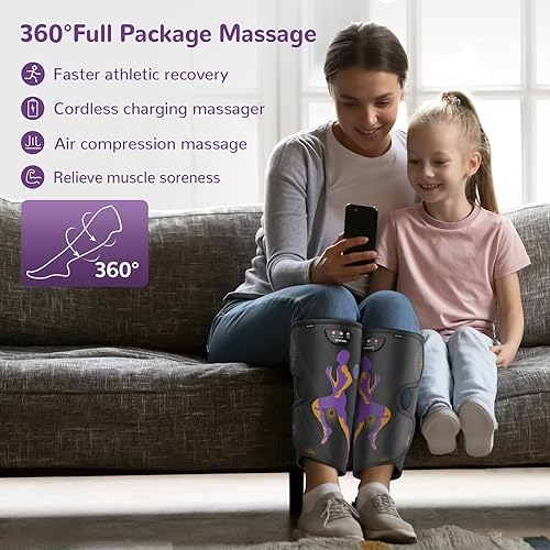 Miniatura 3 de QUINEAR Masajeador de piernas inalámbrico, recargable de compresión de aire para pantorrillas, masajeadores para circulación y dolor muscular