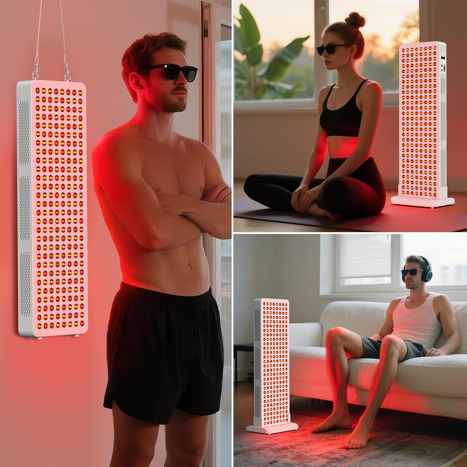 Red Light Therapy with Base, 630/660/810/830/850nm 5 Wavelengths Red Near Infrared Light Device with 224 Dual Chip Clinical Grade LEDs, Remote Control, Timer for Face, Body, Skin, BO-1200 - Image 5