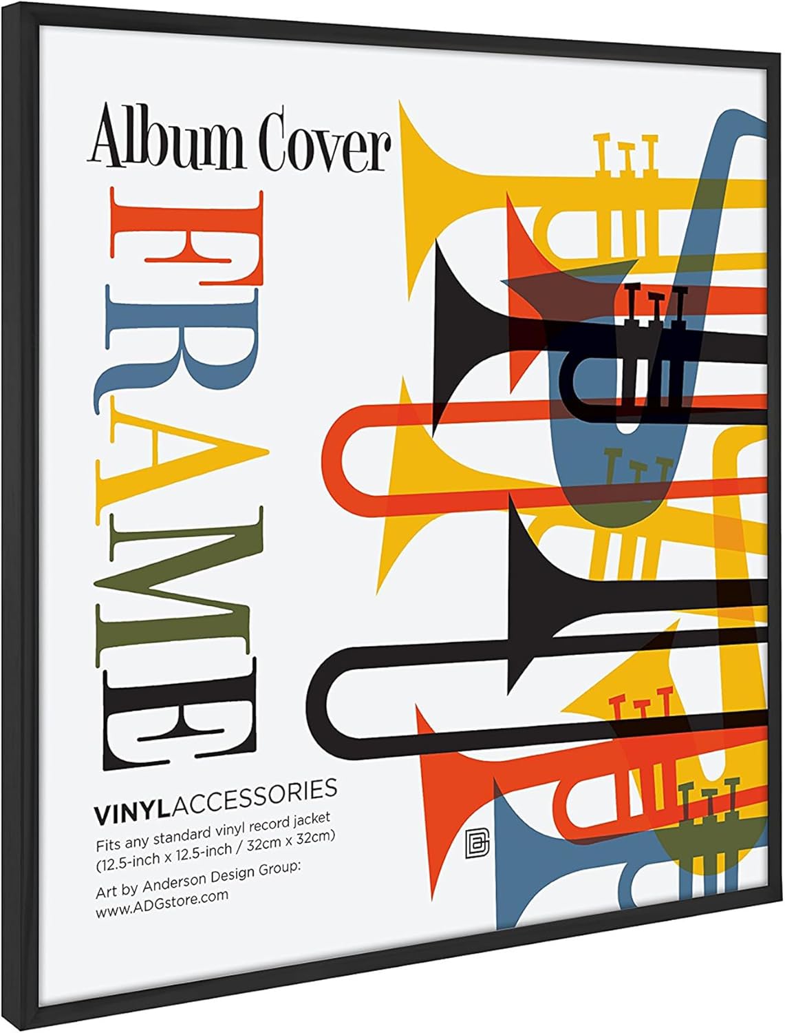 Americanflat 12.5x12.5 Album Frame with Plexiglass - Set of 2 - Record Album Frame for Vinyl LP Covers or Vinyl Records - Brooklyn Portrait Collection - Aluminum Record Frames for Wall - Black