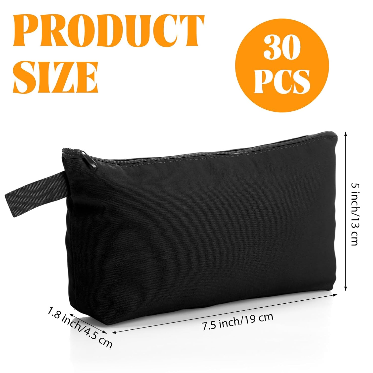 Saintrygo 30 Pcs Canvas Makeup Bags Bulk for Women Cosmetic Bags Small Travel Canvas Zipper Pouch Blank DIY Multipurpose Toiletry Hygiene Pouch for Women Purse Pencil Case(Black,9.8 x 5 x 2 Inch)