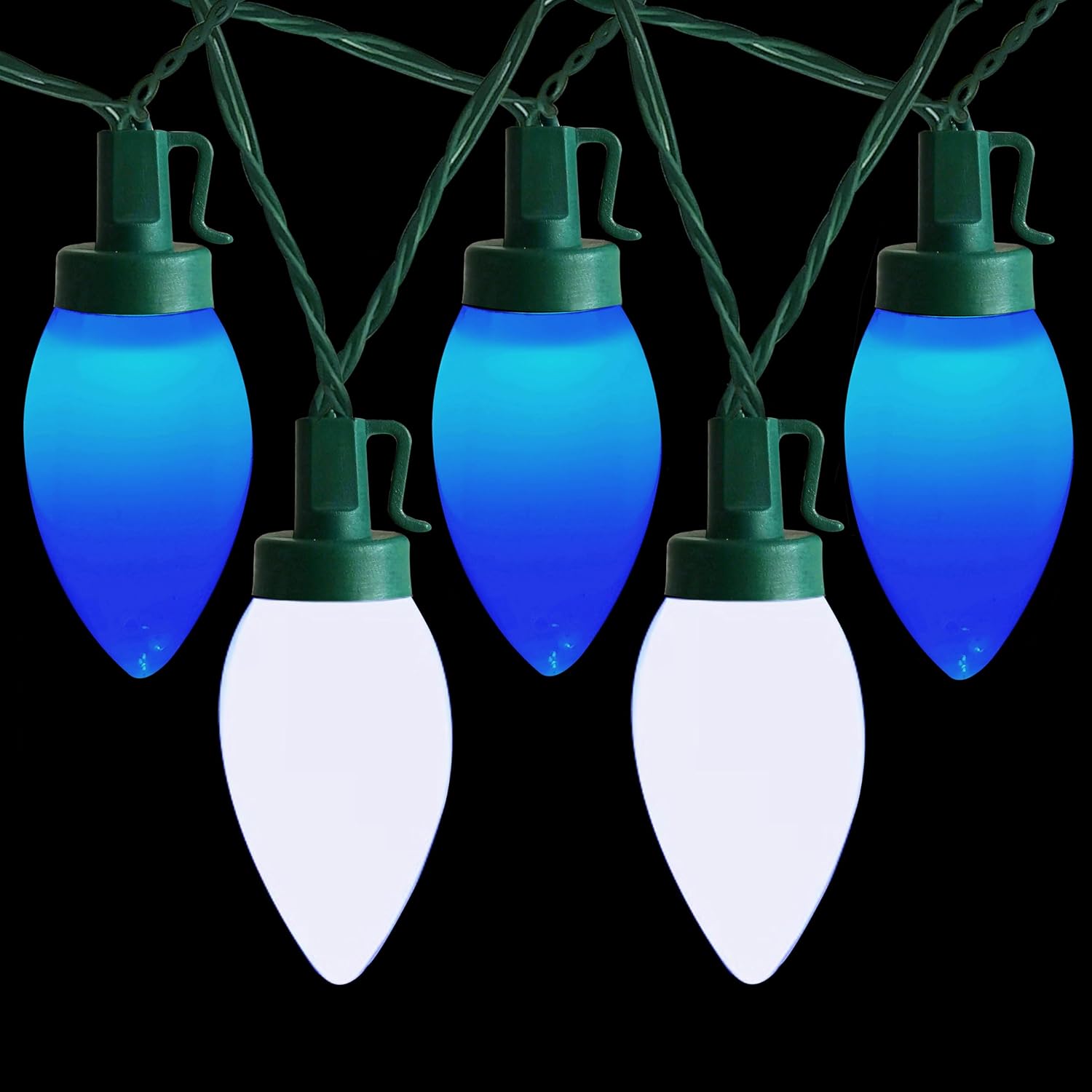 C9 Christmas Lights Outdoor 50 LED Blue + Cool White Strawberry 34.5ft Waterproof Xmas String Light for Garden Yard Home Party Holiday Christmas Tree Indoor Decoration(Blue + Cool White)