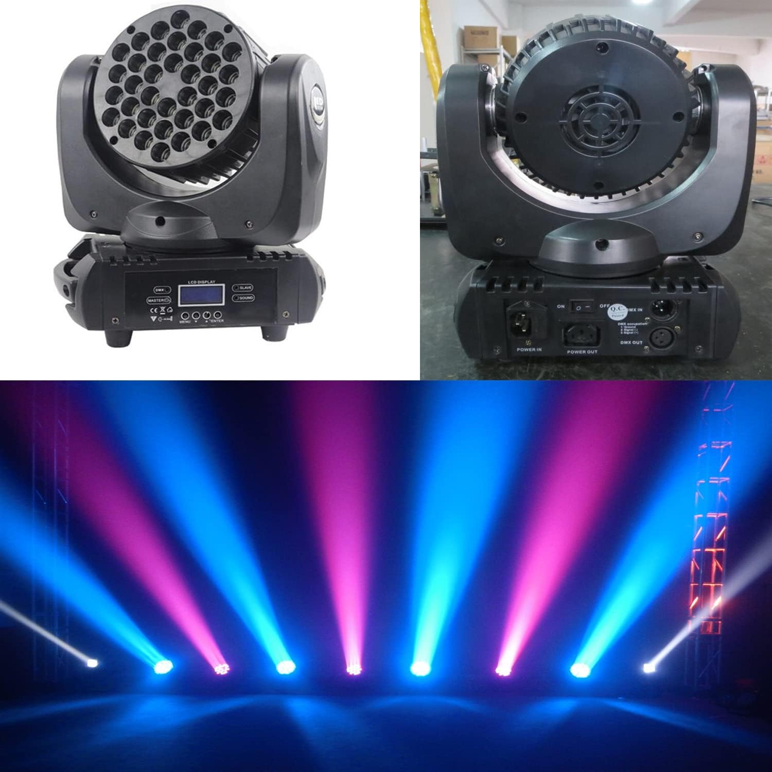 JUNMAN 36x3W RGBW Led Beam Moving Head DJ Disco Stage Wash Light DMX512 9/16 Channels Effect Lighting