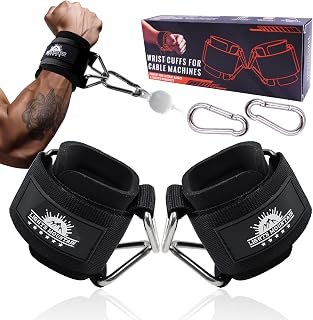 Wrist Cuffs for Cable Machines – 7mm Neoprene Thick Padding with Welded Triangle Ring – Adjustable Size, M & L Options – Perfect for Lateral Raises, Arm & Shoulder Workouts