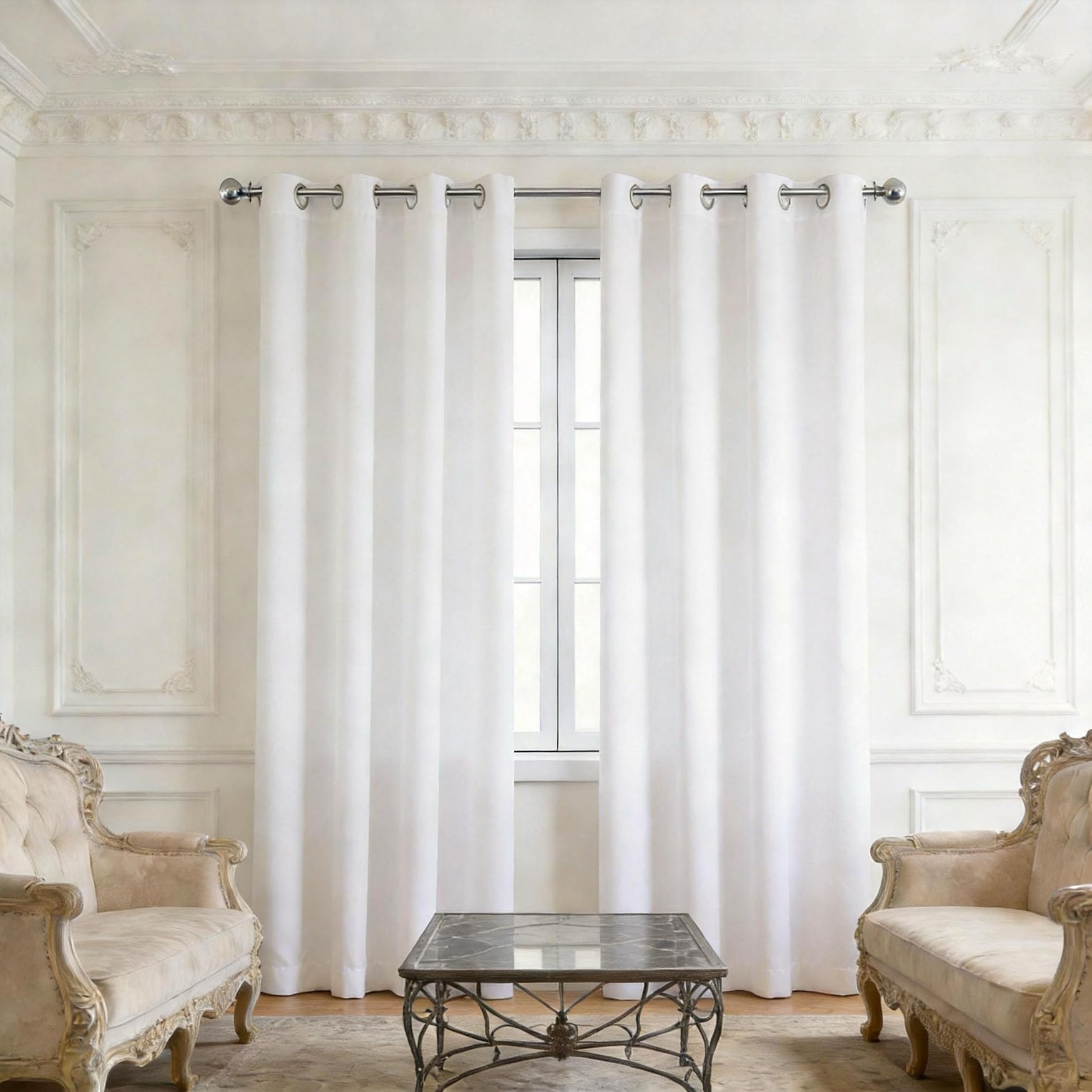 Rideau occultant moderne blanc pour isolation thermique salon chambre