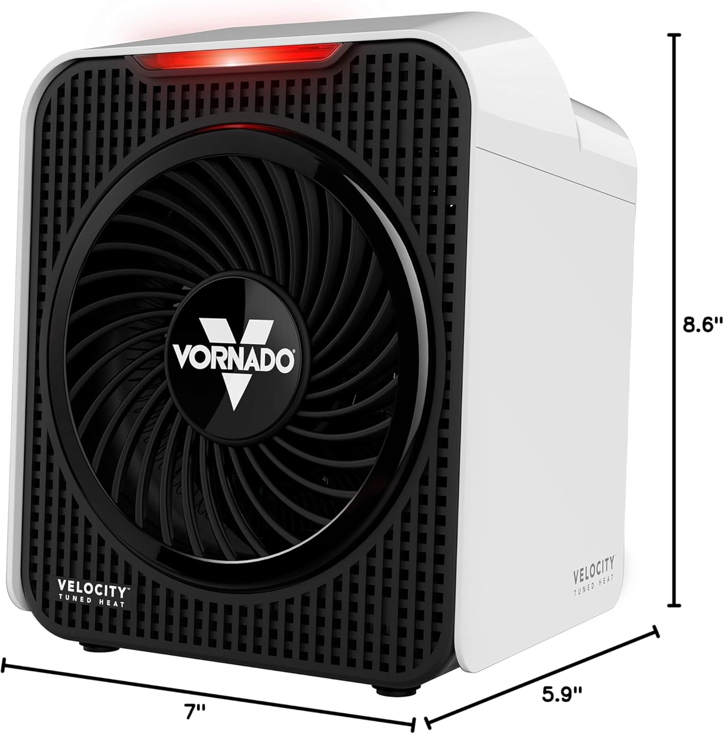 Dimensions of the Vornado Velocity 1 Personal Space Heater