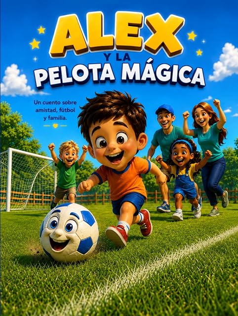 Portada de Alex y la Pelota Mágica: Un cuento infantil de fútbol y amistad para niños de 2 a 5 años: Perfecto para leer en familia y antes de dormir
