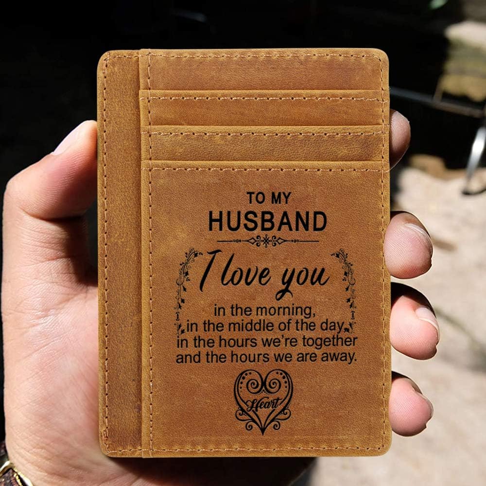 Engraved Pocket Wallet for Men,Personalized Minimalist Slim Leather Pocket Wallet for Husband Son Birthday Christmas (for Husband) - Image 4