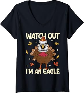 Womens Thanksgiving Fake Eagle Thanksgiving Turkey Eagle Funny V-Neck T-Shirt