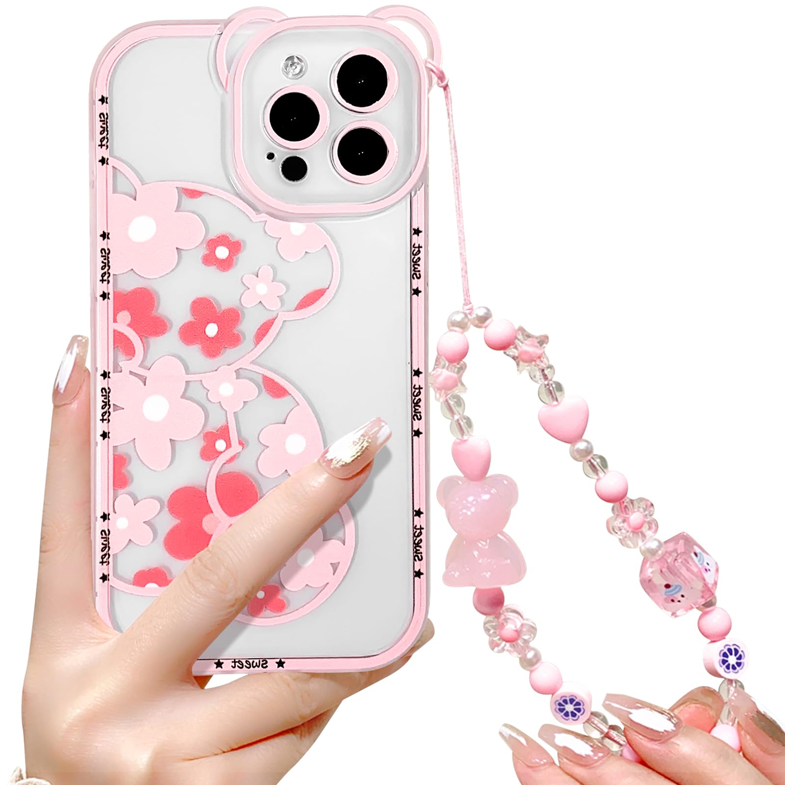 Custodia per telefono con stampa orso cartone animato compatibile con iPhone15/15Plus/15Pro/15Promax | SHEIN ALIA