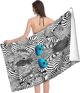 Zebra Beach Towels Oversized Microfiber Soft Large Absorbent Bath Towel for Travel Swimming Bathroom Pool