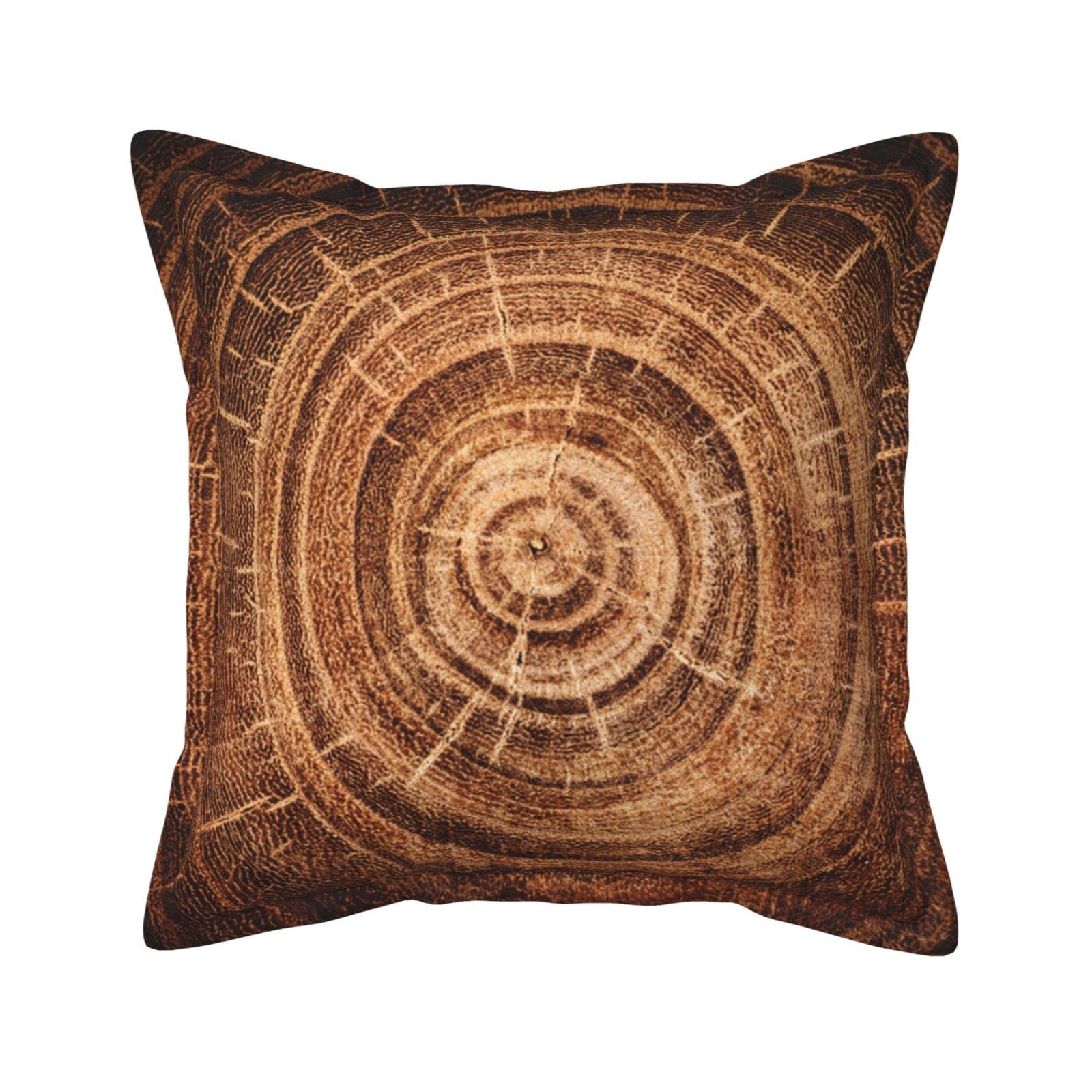 Housse de coussin carré similicuir effet chêne au design raffiné
