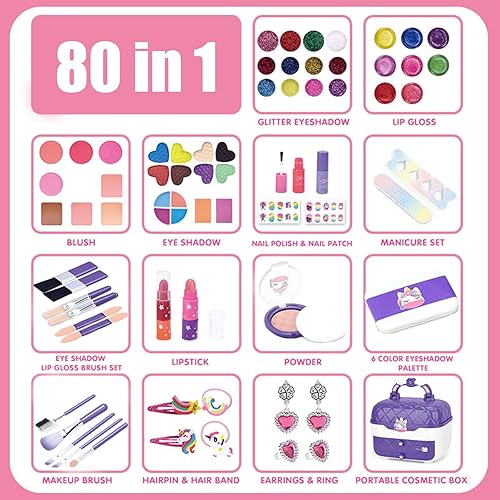Miniatura 4 de Maquillaje lavable para niñas Kit de maquillaje real para niños pequeños, juego de maquillaje para niños pequeños, regalos de Navidad, regalos de
