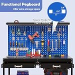 Goplus 48" x 24" Workbench, table de travail lourde avec 3 PCS Pegboard, 2 Tiroirs & 4 Des étagères, 24 Accessoires de suspension, 506 LBS Capacité, banc de travail d'outils métalliques pour garage, atelier