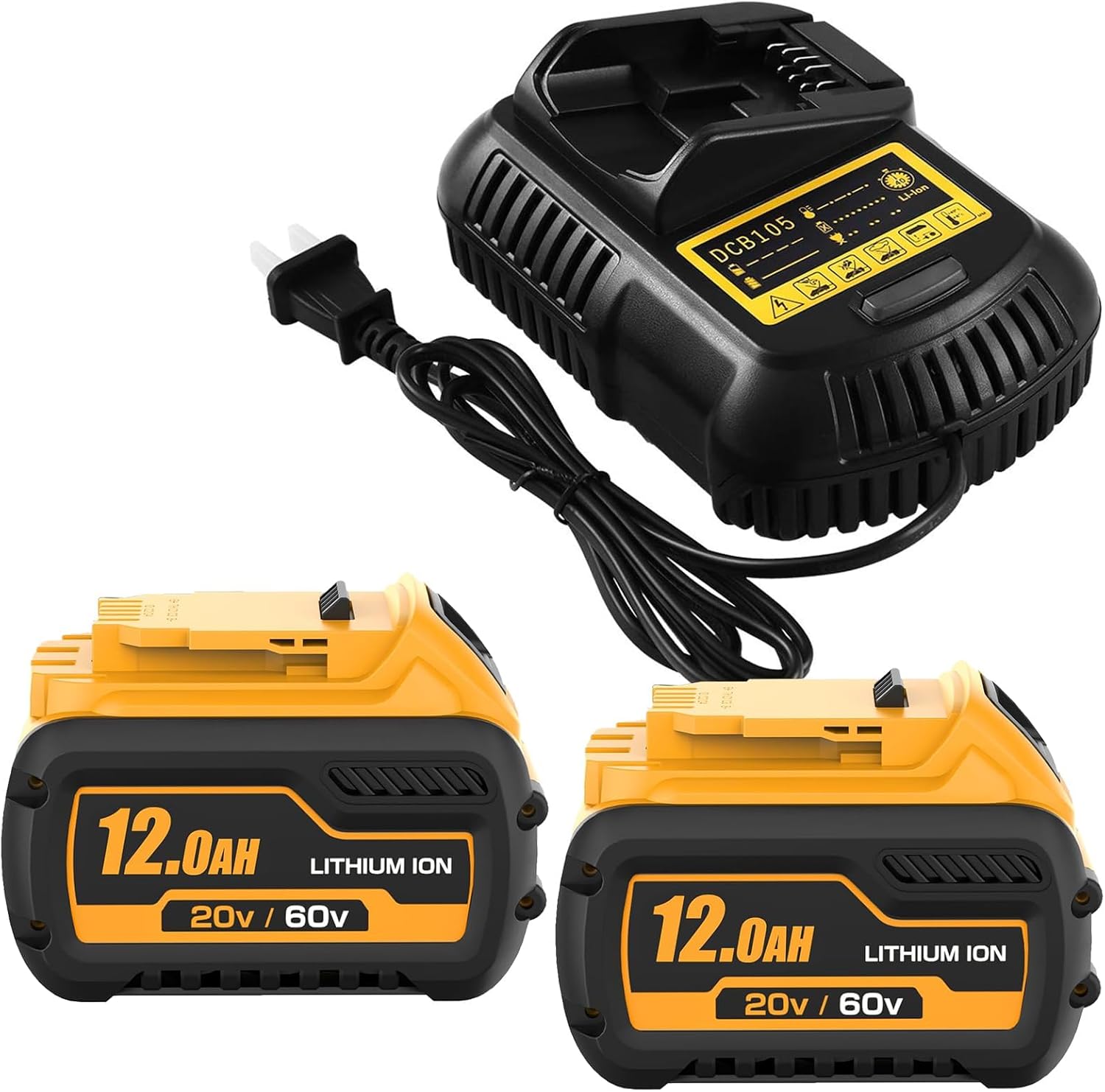 2-Pack 60V 12000mAh DCB609 Replacement for Dewalt 20V/60V Max Battery Compatible with Dewalt 20V/60V flexvolt DCB606 DCB609 DCB612 DCB200 DCB207 DCB206 Battery Cordless Power Tools