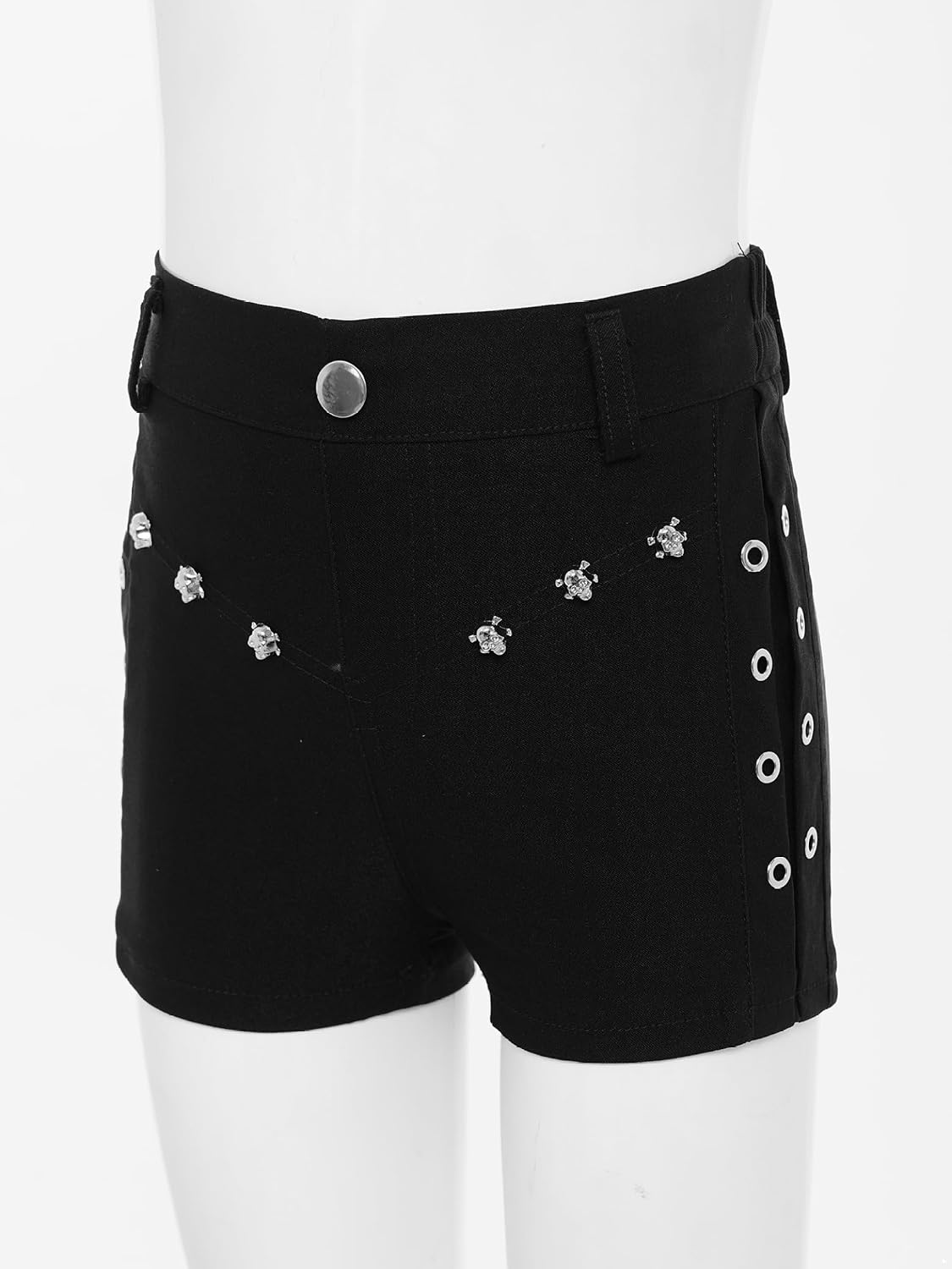 Kids Girls Modern Dance Shorts Metal Button Hot Shorts Jazz Hip Hop Dance Costume Stage Performance Dancewear