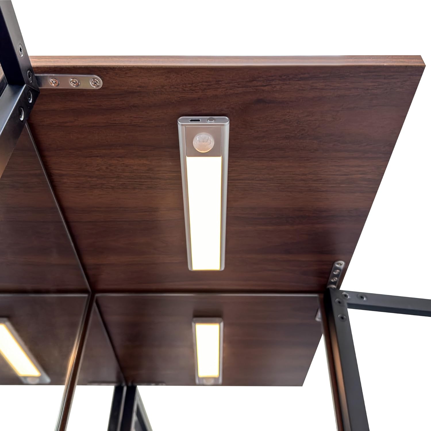 Display Cabinet with Glass Doors,Corner Display Cabinet,5-Layer Storage Space with Pull-Out Storage Rack,Built-in Adjustable LED Light,Suitable for Home and Office (Display Cabinet-Walnut)