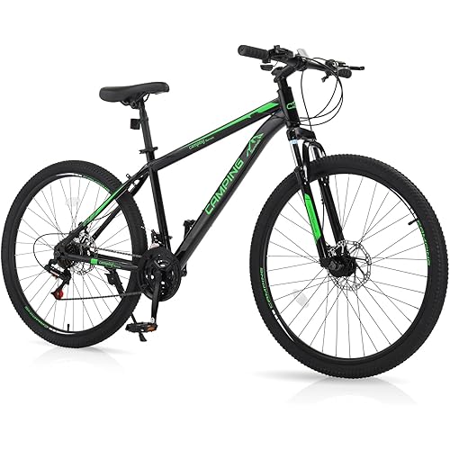 Ktaxon Mountain Bike 24/26/27.5 Inch Men & Women Mountain Bike with 21-Speed Adult Bikes, Double Disc Brake, Suspension Fork and High Carbon Steel Frame