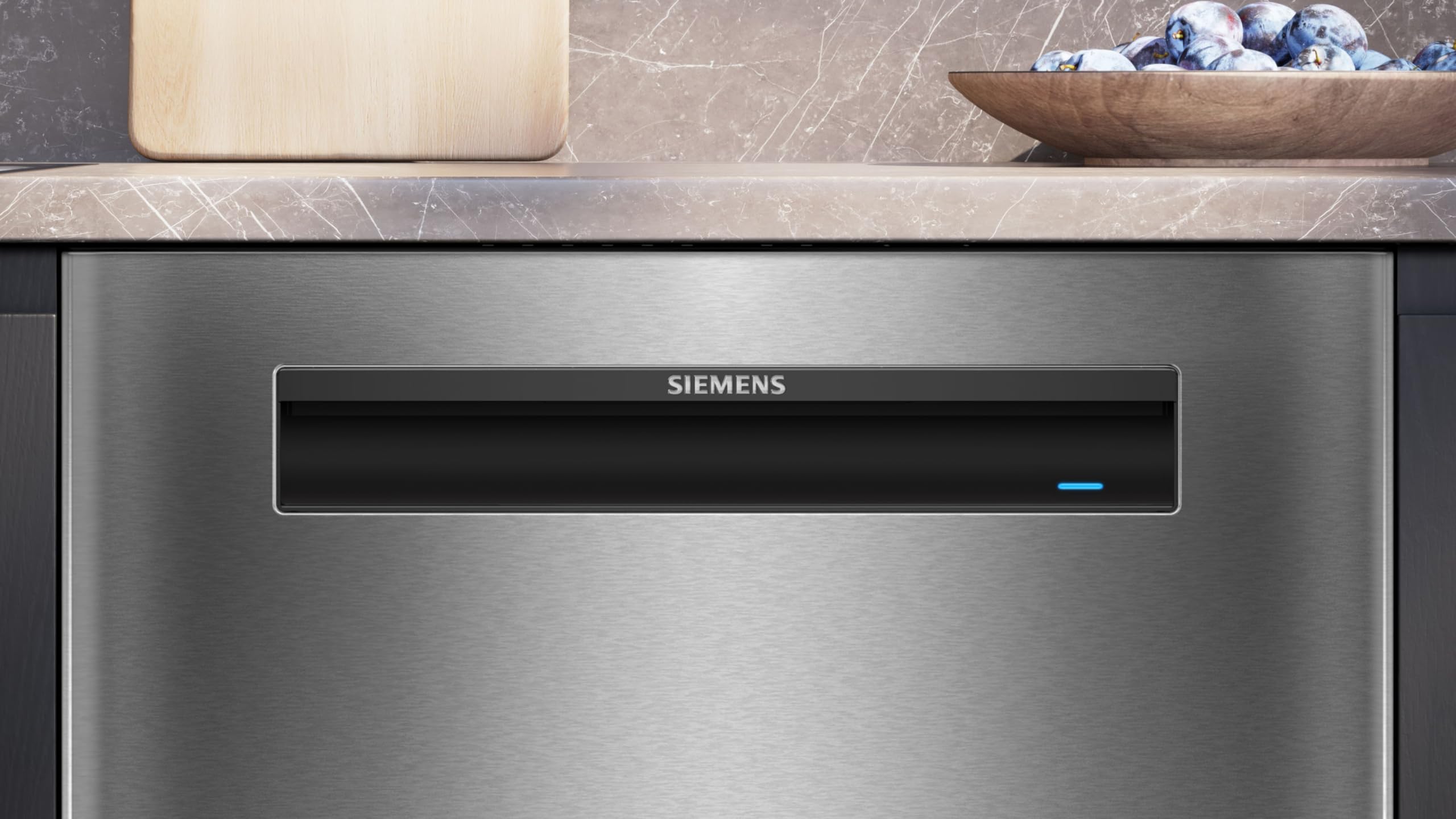 Siemens SN15ES06CS iQ500 Unterbau Geschirrspüler 60 cm, Made in Germany, Besteckschublade, sehr leise, smartStart, varioSpeed Plus, automatische Türöffnung, comfortControl, aquaStop, Gebürsteter Stahl
