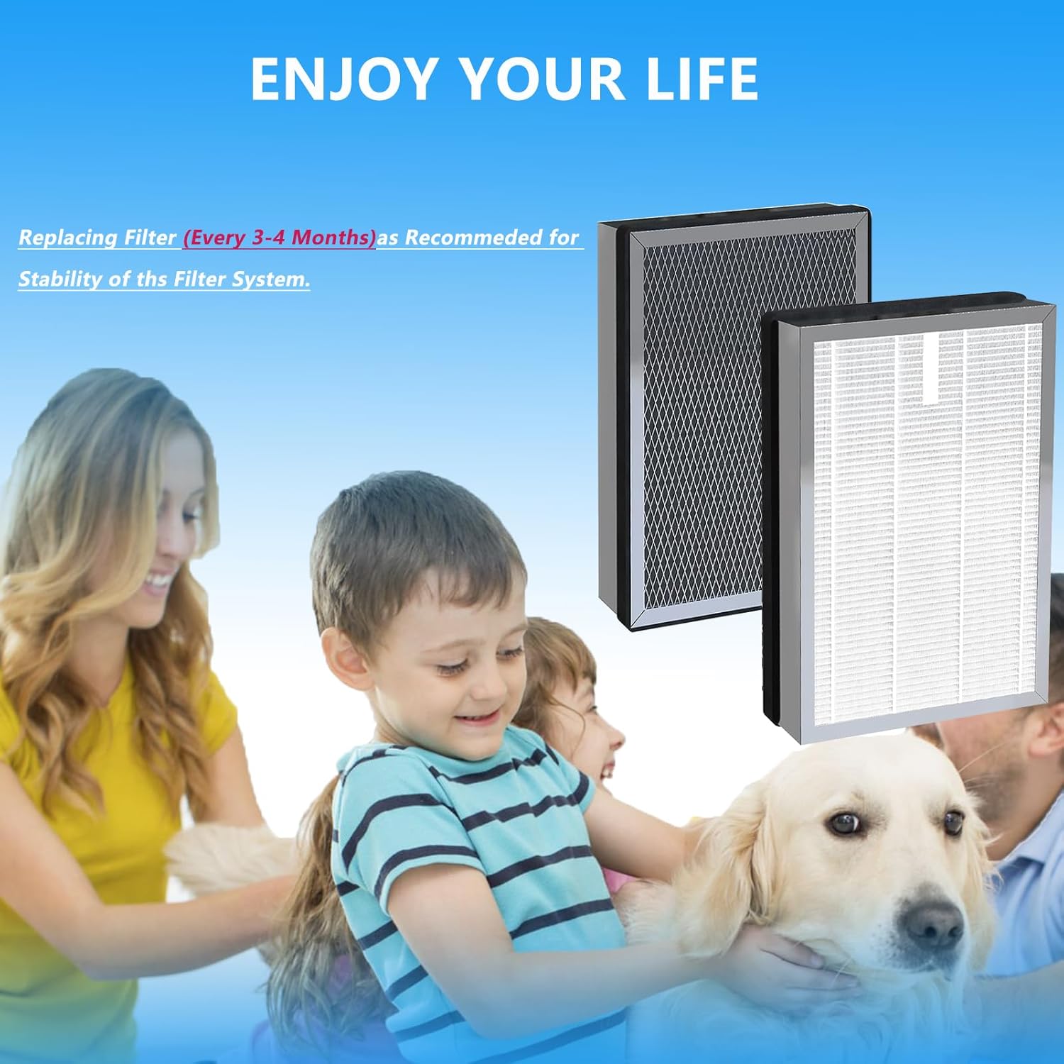 4 Pack MA Series 25 Replacement Filters Compatible with 25 B1/S1/W1 Air Purifier, 3-in-1 Filter with True Hepa, Pre-Filter and Activated Carbon Filter