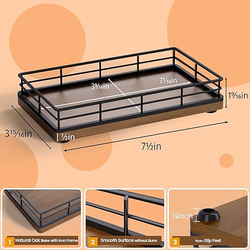 Miniatura 2 de Bandeja de jabón de cocina de roble, 7 pulgadas de largo, pequeña bandeja dispensadora de jabón bucal de madera para fregadero, encimera, comedor,