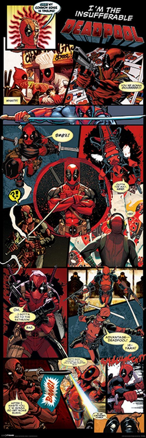 Affiche Deadpool Panels 53x158cm poster geant cadeau idéal pour fan de bande dessinée Marvel