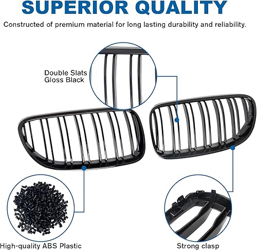 Miniatura 29 de Rejilla frontal negra brillante compatible con BMW Serie 3 G20 2019 2020 2021 2022 316i 318i 320i 328i 330i 330i 335i 340i Doble lamas negro