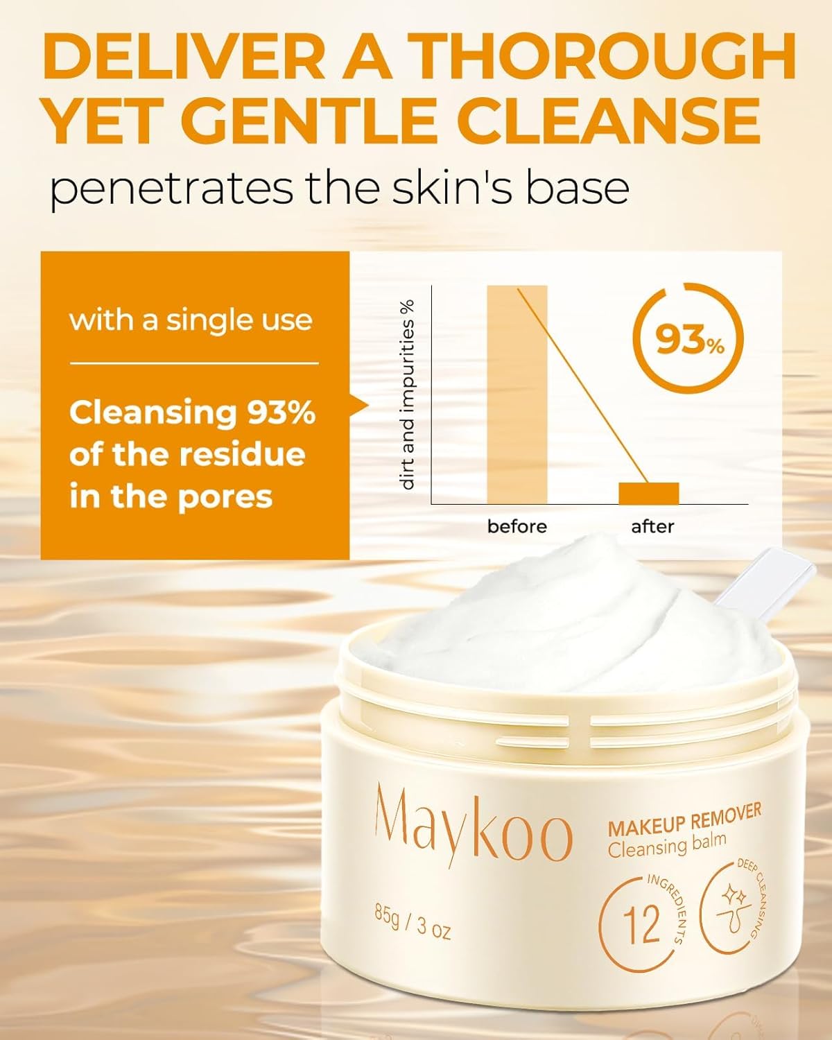 Makeup Remover Balm Hydrating Deep Cleansing Balm, Dissolves Heavy Waterproof Make Up, Gentle Oil Based cleanser for Face with Spatula, Makeup Removing for All Skin Types, 85 g/3 oz - Image 8