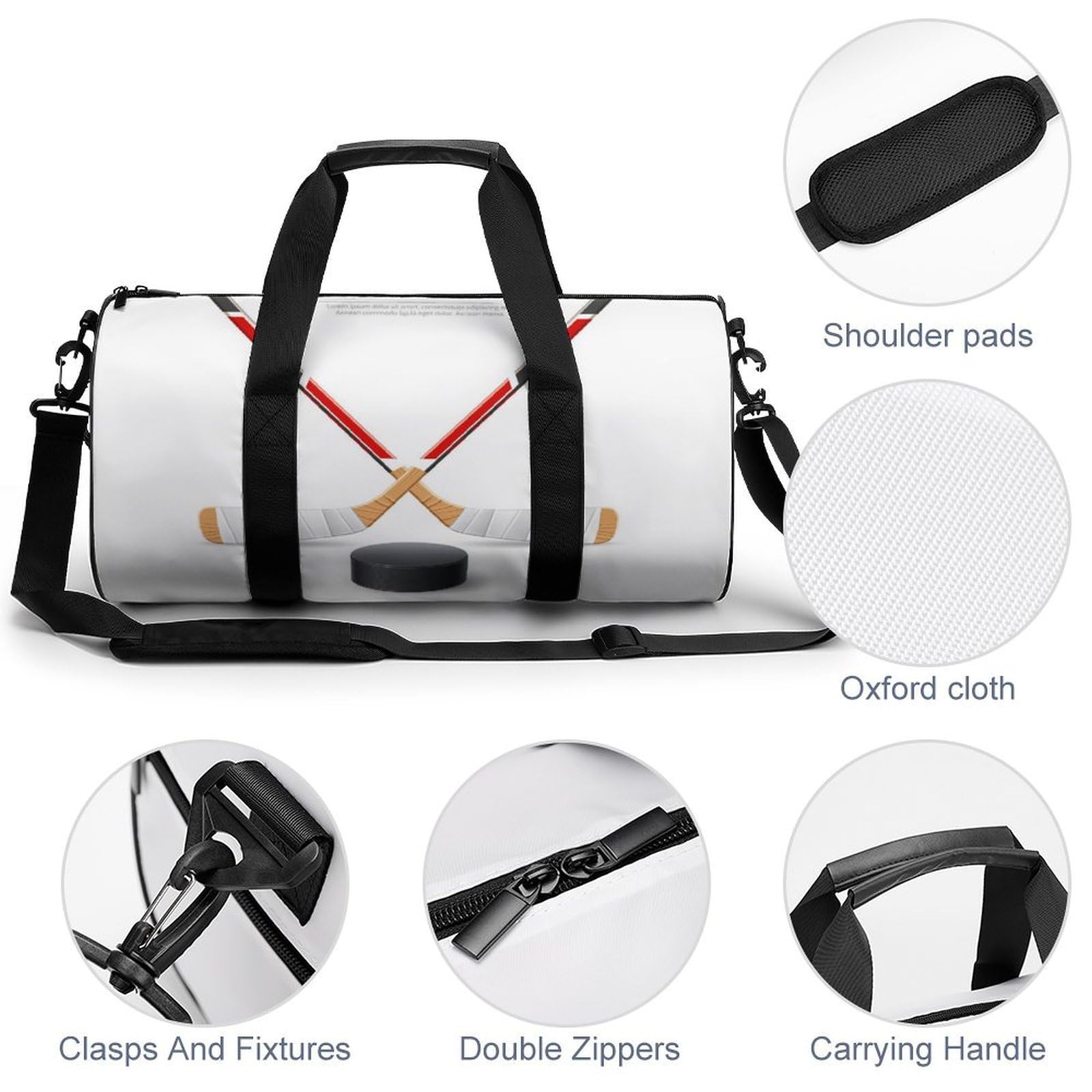 Hockey sur Glace Sac De Sport Gym Sac De Voyage Sac Week-End Duffel Bag pour Camping Randonnée Voyage 45x23x23cm