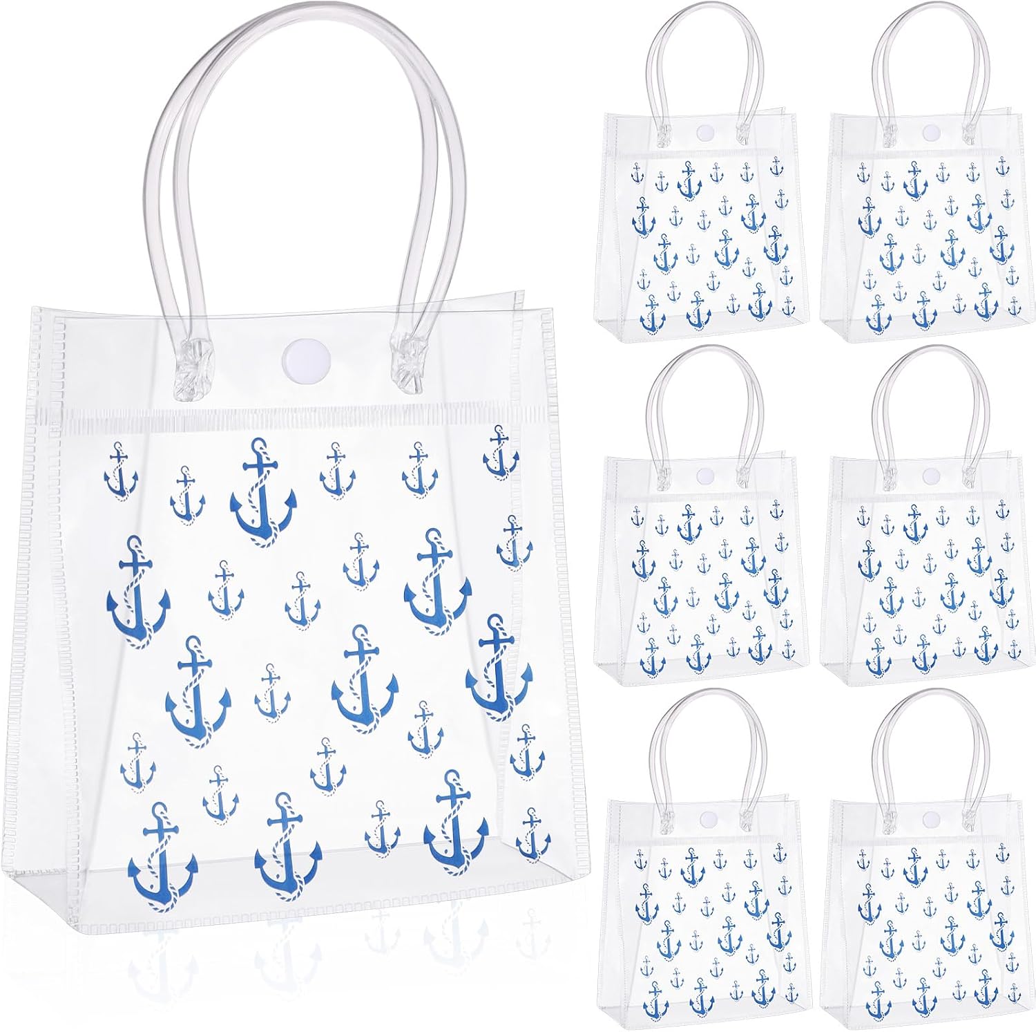 Sweetude 24 Pcs PVC Nautical Gift Bags with Handles, Anchor Style