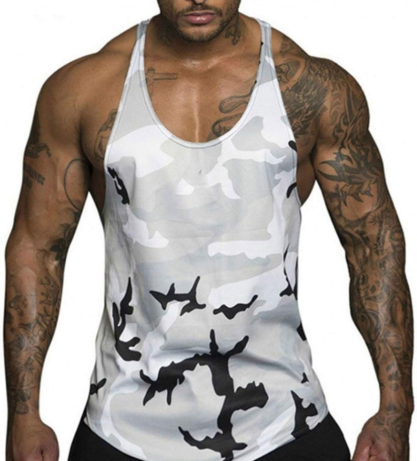Men's Fitness Gym Muscle Cut Stringer Bodybuilding Workout Sleeveless Tank Top Shirts