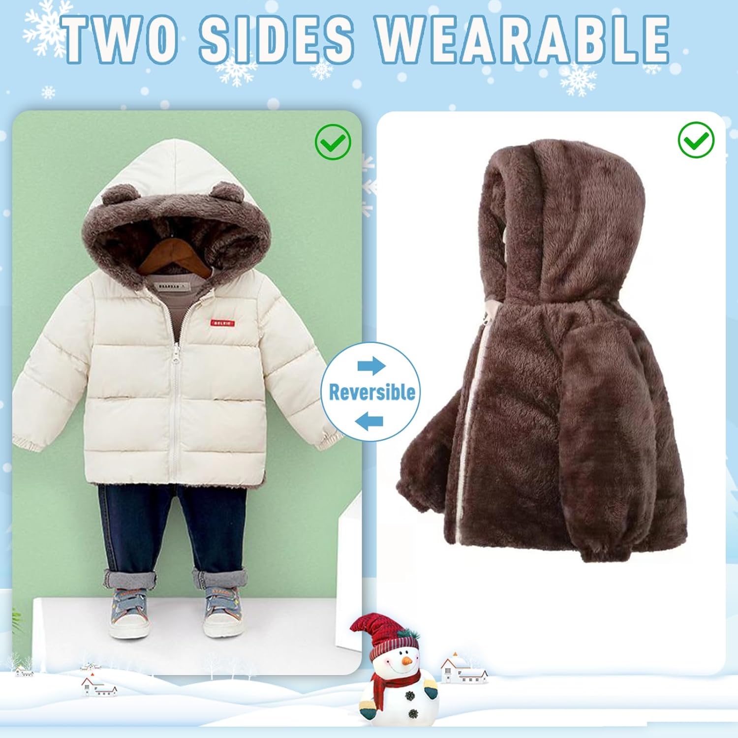 Infant Baby Winter Coat Bear Hooded Jacket Warm Fleece Snowsuit Windproof Outerwear for Toddler Boy Girl 9M-4T - Image 4
