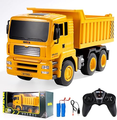 Miniatura 9 de YAZHIYI Camión volquete RC de juguete, camión volquete de control remoto de 6 canales para niños 4-7, 8-12, vehículos de construcción juguetes con