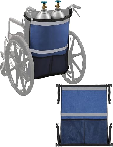 Oxygen Tank Holder for Wheelchairs, Walkers & Scooters - Reflective Straps, Quic