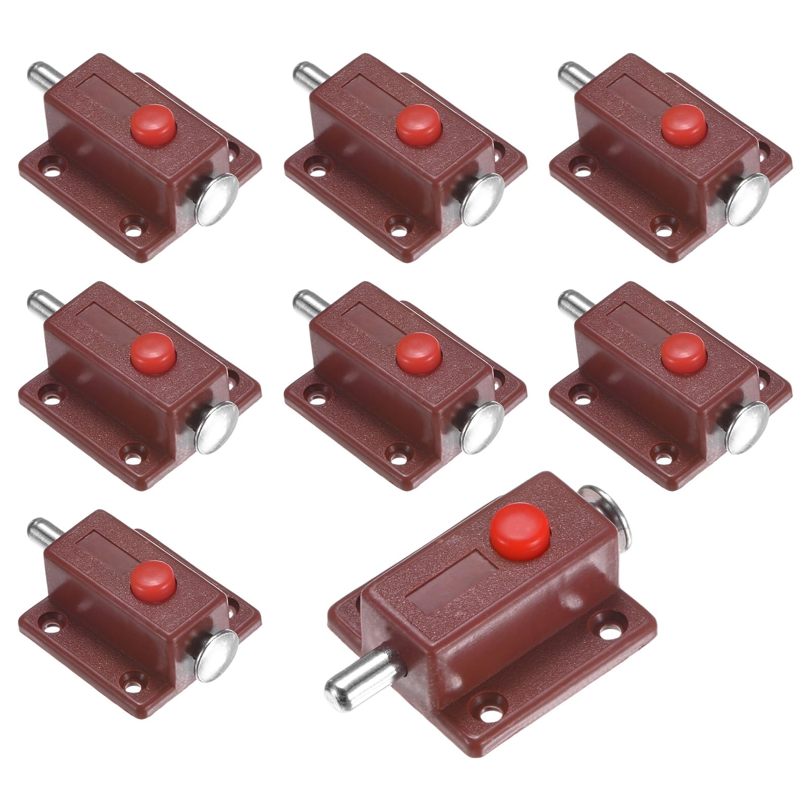 Loquet à ressort en plastique marron 37x36mm pour système de fermeture de meuble