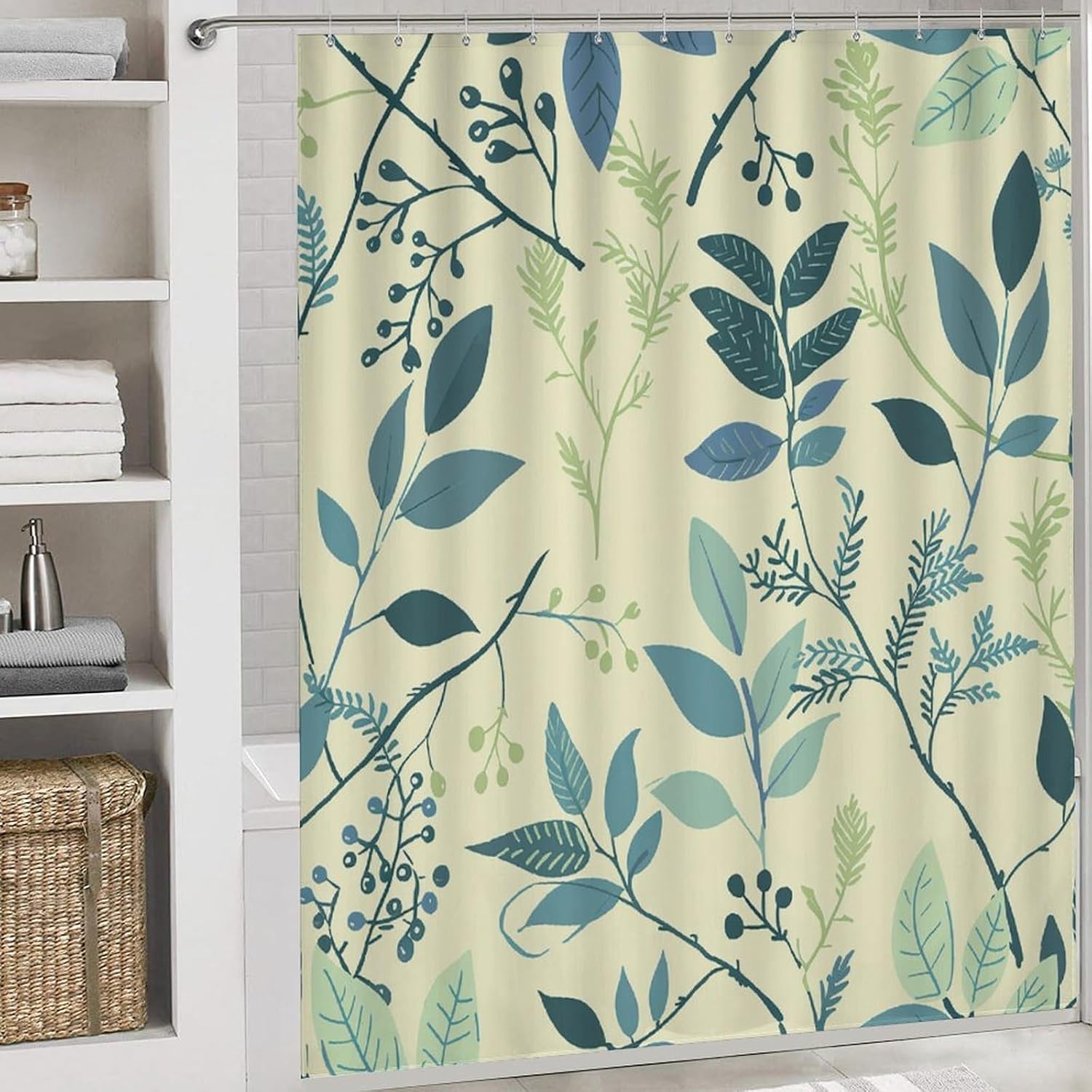 Four Piece Bathroom Set with Toilet Lid Cover and Non-Slip Rugs Minimalist Shower Curtain for Bathroom Set