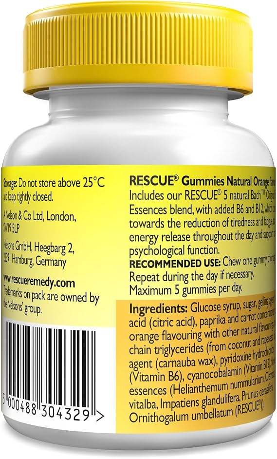 Rescue Remedy Gummies | Orange Flavoured | Daily Support for Stressful Moments | Bach Original Flower Essences | 30 Vegan Gummies