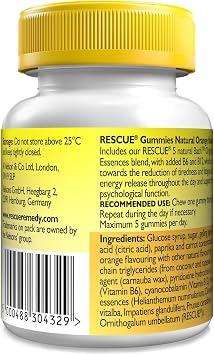 Rescue Remedy Gummies | Orange Flavoured | Daily Support for Stressful Moments | Bach Original Flower Essences | 30 Vegan Gummies