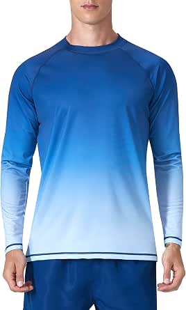 KPSUN Men UPF 50+ UV Swim Sun Shirt Quick Dry Long Sleeve Rash Guard