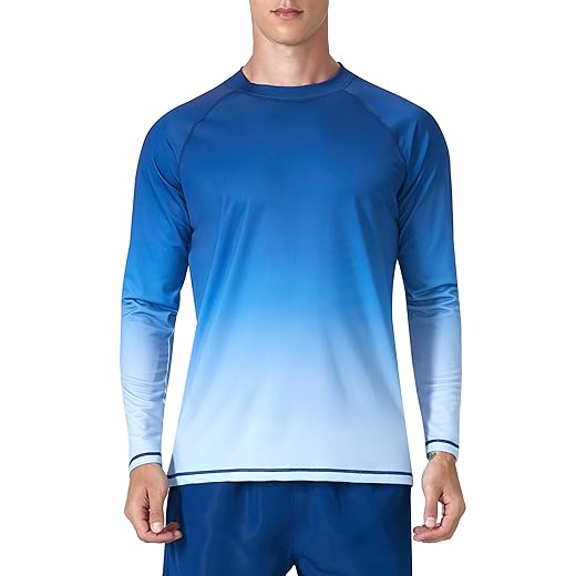 KPSUN Mens Swim Shirts UPF 50+ Rash Guard Long Sleeve Sun UV Protection Beach Shirts Quick Dry Fishing T-Shirt