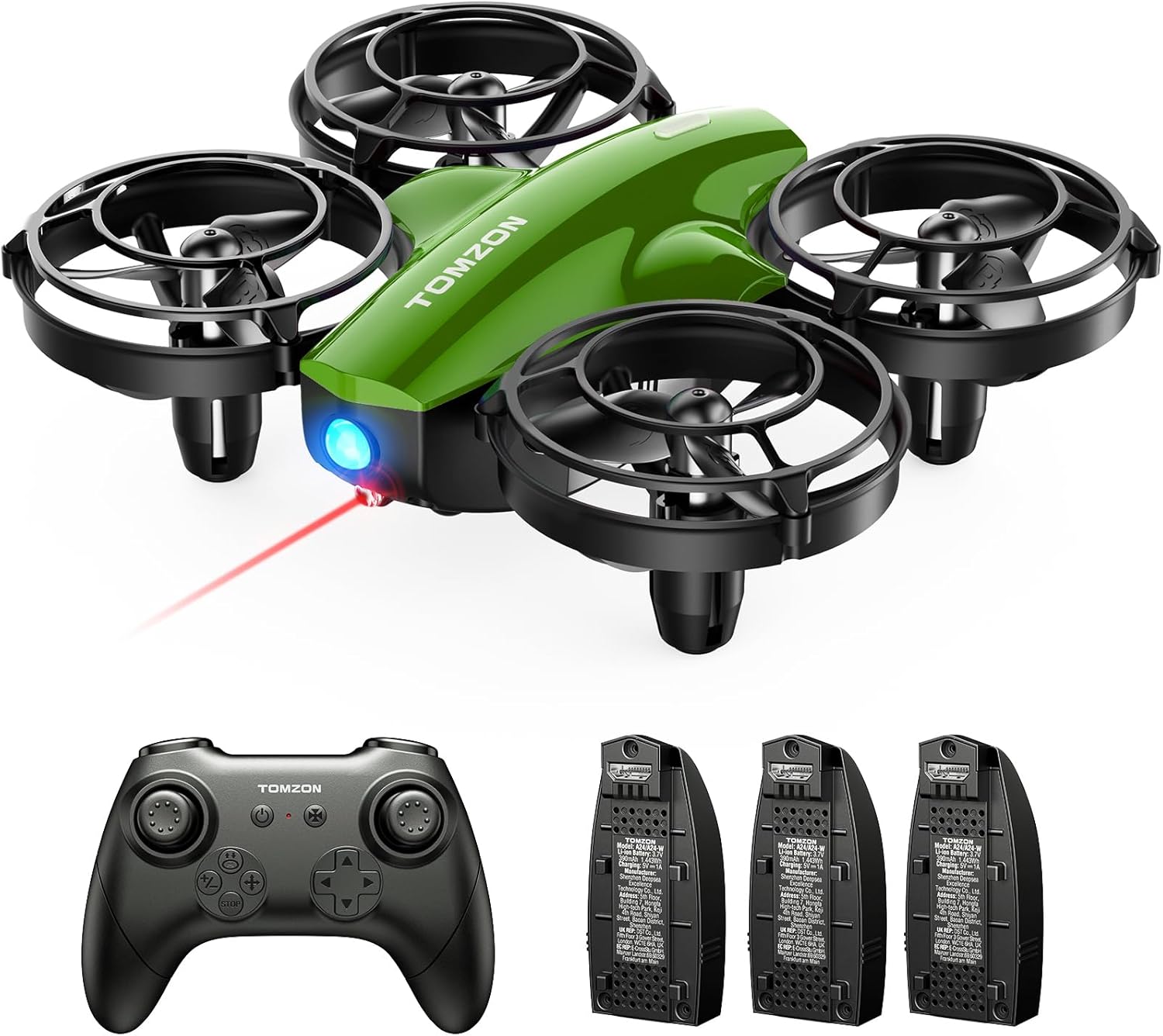 TOMZON A24 Mini Drone for Kids with Battle Mode, Kids Drone with Throw to Go, High Speeds Rotation, Self Spin & 3D Flip, RC Quadcopter Altitude Hold, Headless Mode, 3 Batteries, Dark Green