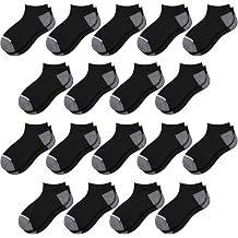 18 Pairs Boys Ankle Socks, Kids Athletic Socks 4-6 6-8 8-10 Years Old, Thin Black White Grey Running Girls Socks