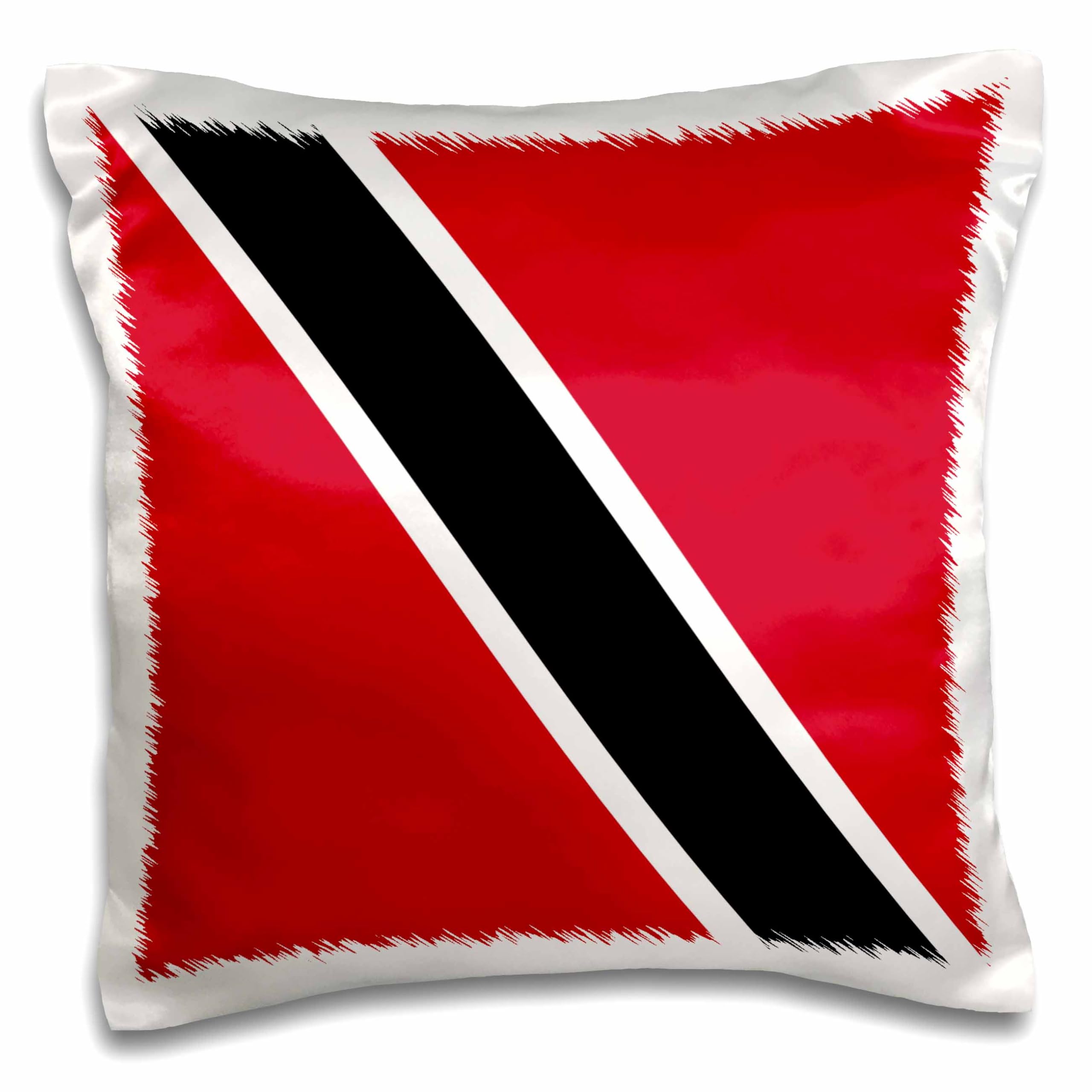 3Drose White Flag Of Trinidad And Tobago-Red Black Diagonal-The Sun-Sea-Sand Banner-South America Pillow Case, 16 X 16-Inch