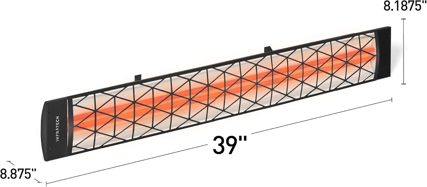 Infratech CD-4024 Black 39" Dual Element Heater 4000 Watt 240 Volt with Black Contemporary Fascia
